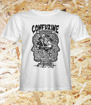 Confusion Magazine, "Breaking Boundaries", T-shirt, White, Level Skateboards, Brighton, Local Skate Shop, Independent, Skater owned and run, south coast, Level Skate Park.