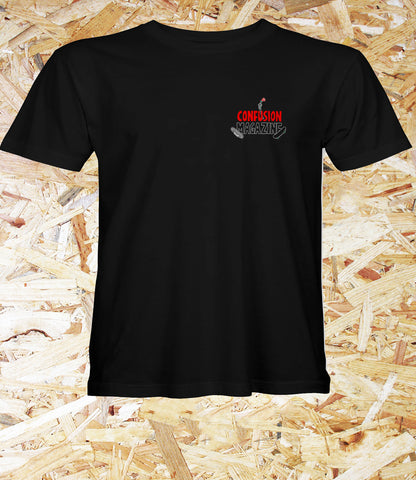 Confusion Magazine, "Build, Skate, Destroy", T-shirt, Black, Level Skateboards, Brighton, Local Skate Shop, Independent, Skater owned and run, south coast, Level Skate Park.