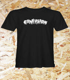 Confusion Magazine, 'Cranium', T-Shirt, Black, Level Skateboards, Brighton, Local Skate Shop, Independent, Skater owned and run, south coast, Level Skate Park.