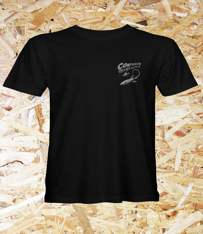 Confusion magazine, Dystopia, 2025, t-shirt, Black, Level Skateboards, Brighton, Local Skate Shop, Independent, Skater owned and run, south coast, Level Skate Park.