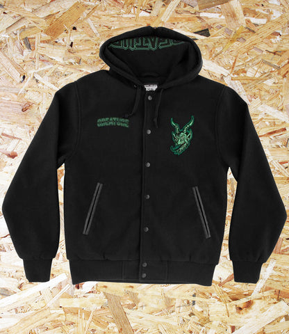 Creature Drop Out Varsity Jacket - Black, Level Skateboards, Brighton, Local Skate Shop, Independent, Skater owned and run, south coast, Level Skate Park.