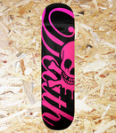 Death, Skateboards, Script, Deck, 8.5", Pink, Level Skateboards, Brighton, Local Skate Shop, Independent, Skater owned and run, south coast, Level Skate Park.