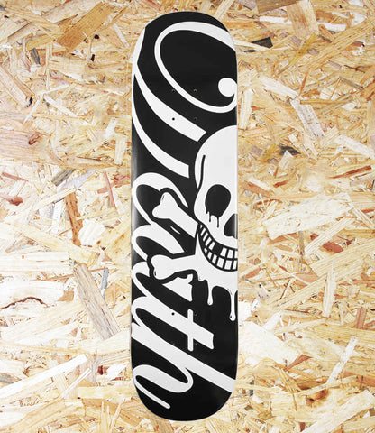 Death, Skateboards, Script, Deck, 8.375", Black, White, Level Skateboards, Brighton, Local Skate Shop, Independent, Skater owned and run, south coast, Level Skate Park.