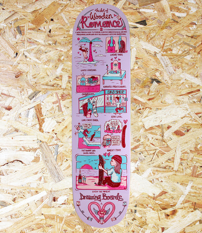 Drawing Boards, The Art of Wooden Romance, Deck, 8.0, Level Skateboards, Brighton, Local Skate Shop, Independent, Skater owned and run, south coast, Level Skate Park.