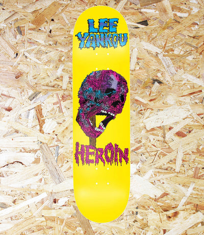 Heroin Skateboards, Lee Yankou, ‘Face Melter’, 8.25″, Deck, Yellow, Level Skateboards, Brighton, Local Skate Shop, Independent, Skater owned and run, south coast, Level Skate Park.