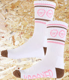 Krooked, Eyes, Socks, White, Brown, Pink, Level Skateboards, Brighton, Local Skate Shop, Independent, Skater owned and run, south coast, Level Skate Park.