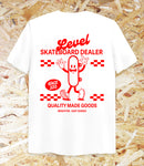 Level Skateboards Dealer Tee - White / Red, Level Skateboards, Brighton, Local Skate Shop, Independent, Skater owned and run, south coast, Level Skate Park.