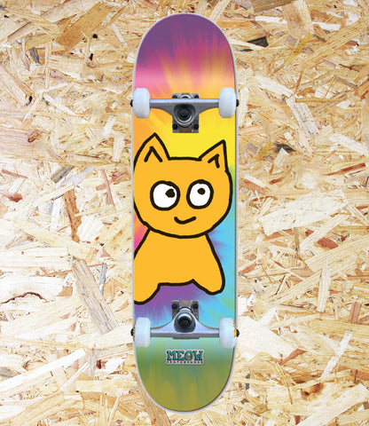 Meow, Logo, Tie Dye, Complete, 7.5, Level Skateboards, Brighton, Local Skate Shop, Independent, Skater owned and run, south coast, Level Skate Park.
