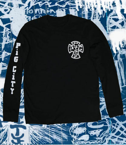 Pig City, Long, Sleeve, T shirt, Level Skateboards, Brighton, Local Skate Shop, Independent, Skater owned and run, south coast, Level Skate Park.