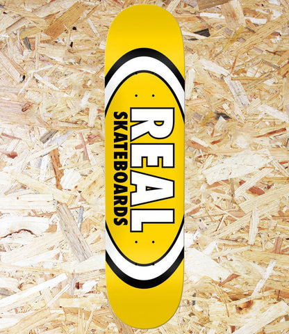 Real Skateboards, Team, Classic, Oval, Deck, Yellow, 8.06", Level Skateboards, Brighton, Local Skate Shop, Independent, Skater owned and run, south coast, Level Skate Park.