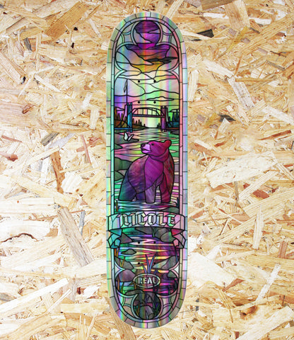 Real Skateboards, Nicole, Foil, Holo, Cathedral, Rainbow, Foil, 8.38", Level Skateboards, Brighton, Local Skate Shop, Independent, Skater owned and run, south coast, Level Skate Park.