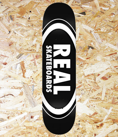 Real, Deck, Team, Classic, Oval, Deck, Black, 8.25, Level Skateboards, Brighton, Local Skate Shop, Independent, Skater owned and run, south coast, Level Skate Park.