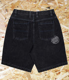 Santa Cruz, Stamped, Big, Denim, Shorts, Black, Level Skateboards, Brighton, Local Skate Shop, Independent, Skater owned and run, south coast, Level Skate Park.