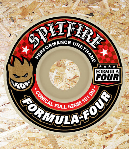 Spitfire, Formula Four, conical Full, 101d, Wheels, Red/Natural. Level Skateboards, Brighton, Local Skate Shop, Independent, Skater owned and run, south coast, Level Skate Park.