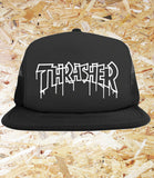 Thrasher Trucker One-Liner Cap - Black, Level Skateboards, Brighton, Local Skate Shop, Independent, Skater owned and run, south coast, Level Skate Park.