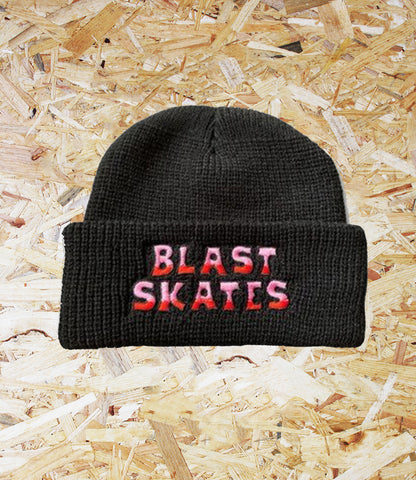Blast, Pau, Embroided Beanie, Black. Level Skateboards, Brighton, Local Skate Shop, Independent, Skater owned and run, south coast, Level Skate Park.