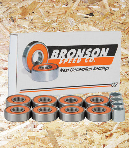 Bronson Speed Co, Bearings, G2, (Pack of 8), Orange, brand new, professional grade, pre-lubricated, smooth, fast ride, standard size (608 with a 8mm core, 22mm outer diameter, 7mm width),  best in performance, durability, Level Skateboards, Brighton, Skate Shop.