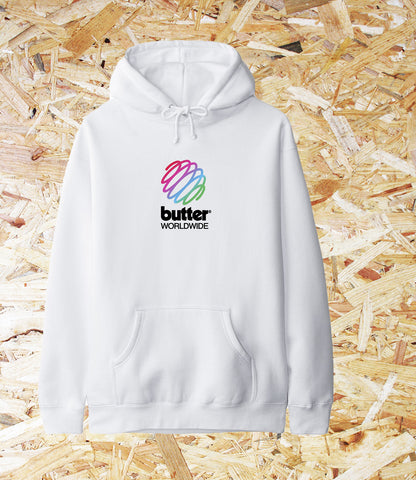 Butter Goods, Telecom, Hoodie, White. Level Skateboards, Brighton, Local Skate Shop, Independent, Skater owned and run, south coast, Level Skate Park.