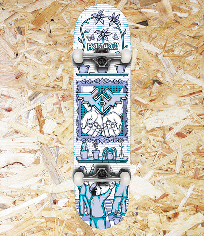Fracture x Adswarm Complete - 8.25" - White / Light Blue.Level Skateboards, Brighton, Local Skate Shop, Independent, Skater owned and run, south coast, Level Skate Park.