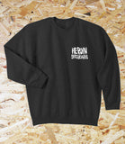 Heroin, Curb Killer, Crewneck, Black. Level Skateboards, Brighton, Local Skate Shop, Independent, Skater owned and run, south coast, Level Skate Park.