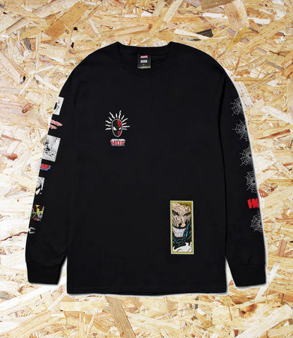 HUF x Spiderman Spidey Sense Long sleeve Tee - Black. Level Skateboards, Brighton, Local Skate Shop, Independent, Skater owned and run, south coast, Level Skate Park.