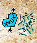 Krux Krome Bolts Phillips Hardware - Blue / Lavender  1 inch Phillips - set of 9, Level Skateboards, Brighton, Local Skate Shop, Independent