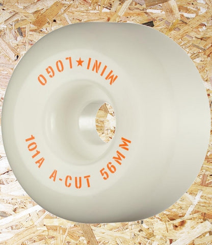 Mini Logo Wheels A-Cut -56mm 101A / White, Level Skateboards, Brighton, Independent Skate Shop.