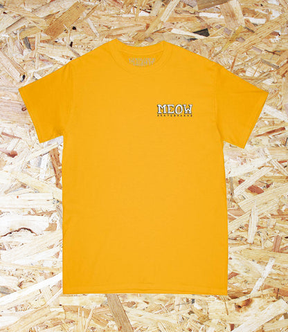 Meow Skateboards, Bar Logo Tee, Yellow, Brighton, Skate Shop, Level Skateboards, Independent 