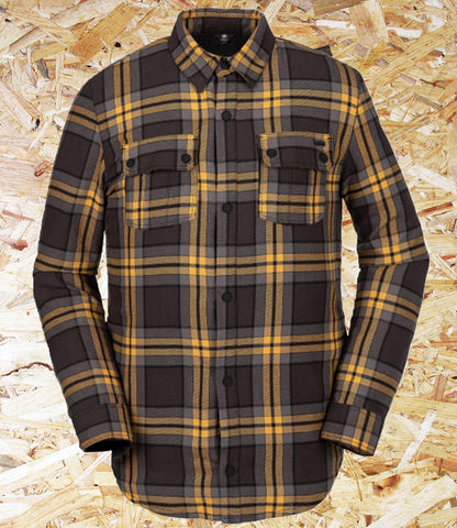 Volcom, Sherpa, Flannel Jacket, Yellow/Black, Standard Fit, Snap Opening, Chest Pockets, Side Seam Hand Pockets, Cuff Snaps, Volcom Plack, Brighton, Skate Shop, Level Skateboards, Independent 